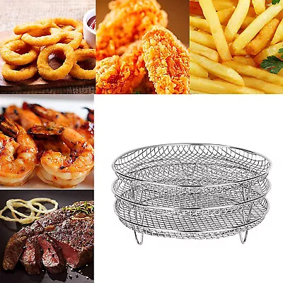 3-Layer Air Fryer Baking Tray Rack Kitchen Grill Holder Air Fryer Accessories • $19.36