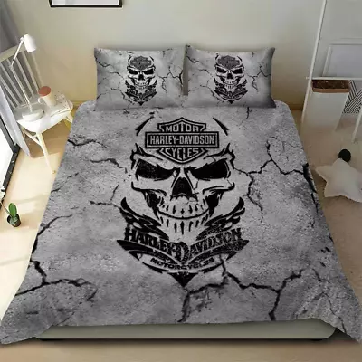 Love Motor Harley Davidson Skull Ver5 Full Bedding Duvet Cover Set (4pcs) • $59.99