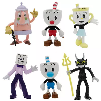 6 Pcs Cuphead & Mugman Mecup And Brocup Game Model Figure Toy Kids Xmas Gifts • $24.31