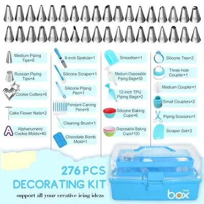 Cake Decorating Kit 276Pcs  Baking Supplies With Storage Case Piping Bags And  • £55.78