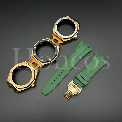 Custom Conversion Kit Rose Case D/Green Rubber Strap Fits For G-Shock GA2100 G4 • $71.99