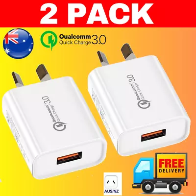 2 PACK SINGLE USB  Qualcomm Quick Charge QC 3.0 Fast Wall Charger 18W AU Plug  • $8.95