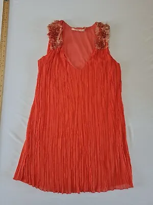 £18.99 • Buy Ladies Dress Eva & Loila Size M Sleeveless Pleated V Neck Orange 14114