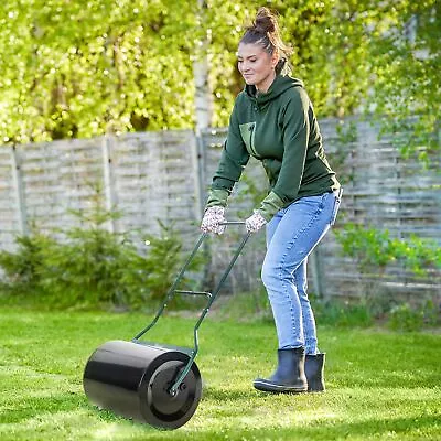 Φ50 Cm Steel Garden Lawn Roller Push Pull W/ Fillable Cylinder Rolling Drum • £58.99