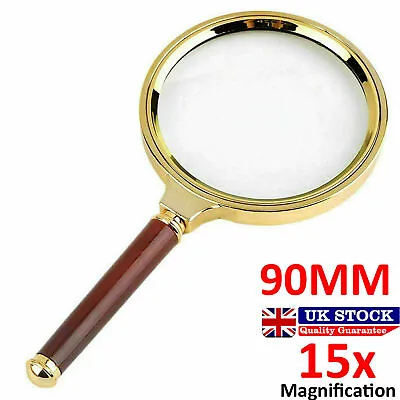 £3.65 • Buy Large 90mm Handheld 15x Magnifying Glass Magnifier Reading Loupe Jewelry Lens