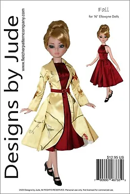 Fall Dress & Coat Doll Clothes Sewing Pattern For 16  Ellowyne Wilde Tonner • $12.95