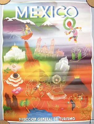 Colorful Original Vintage Mexico Tourist Travel Poster - Circa 1950’s • $145