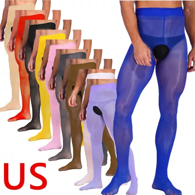 Men Ice Silk Full Toe Pantyhose Stretchy Slim Tights Hosiery Stockings Underwear • $8.36