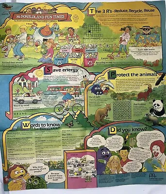 Vintage McDonald’s Earth Day Poster Fold Out Poster • $10