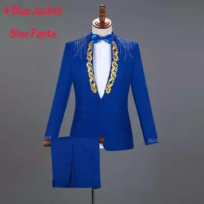 Mens Suits With Pants Wedding Embroidery Groom Tuxedo Suit Stage Costume • $95.04
