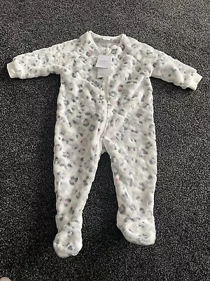 Baby Girls NEXT 6-9 Months Babygrow Sleepsuit Warm Animal Print Fleece Bnwt • £6.99