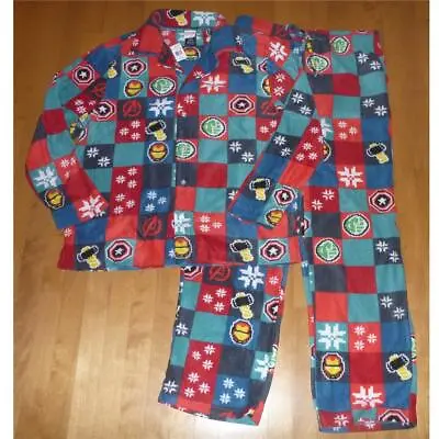 $24.99 • Buy Mens MARVEL AVENGERS Fleece 2 Pc Pajamas Size  Large  Superheros Patchwork NWT