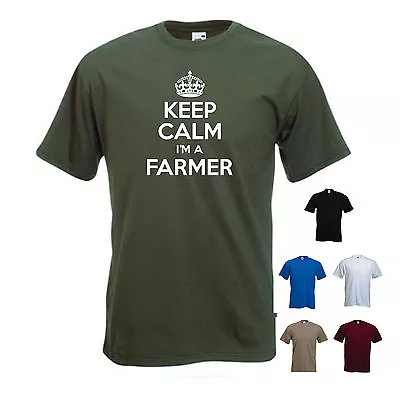 'Keep Calm I'm A Farmer' Farming Young Tractor Funny Gift T-shirt Tee • £11.69