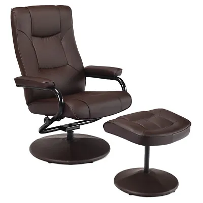 Costway Swivel PU Leather Recliner Chair Lounge Accent Armchair  W/ Ottoman • $179.99