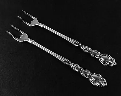 2 X Pickle Serving Forks 6 1/8  Oneida Community Modern Baroque 1969 Silverplate • $15.99