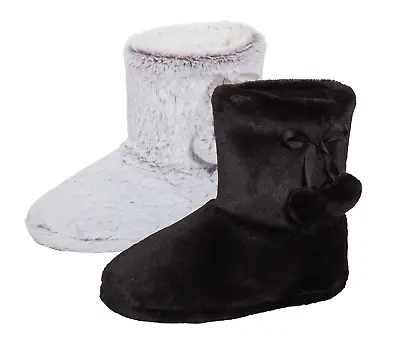 £14.95 • Buy Womens Faux Fur Slipper Boots Ladies Memory Foam Plush Grey Bootie Slippers
