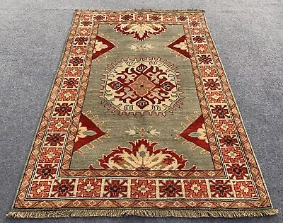 Authentic Hand Knotted Afghan Kazak Wool Area Rug 4.9 X 3.4 Ft (2124 HM) • £120.55