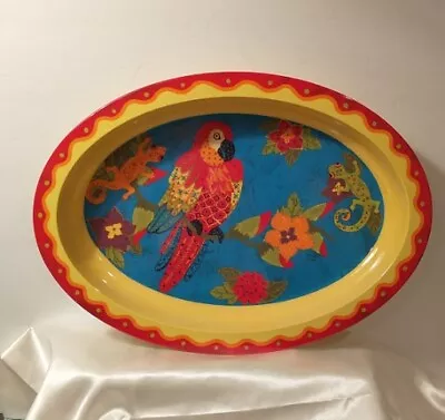 Serving Tray Melamine Tropical Parrot Reptiles Floral Carribean Heat 14 X 10  • $20.36