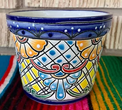 Mexican Ceramic Flower Pot Planter Folk Art Pottery Handmade Talavera #17 • $19.99