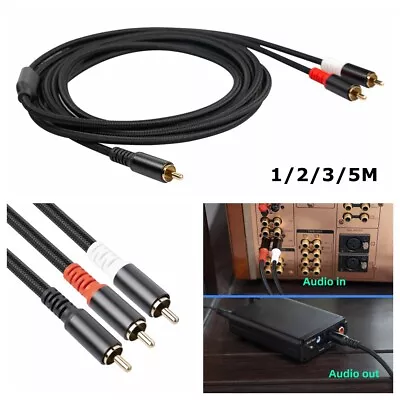 RCA To 2RCA Subwoofer Cable Y Splitter Stereo Cord For Amplifier Home Audio • $12.59