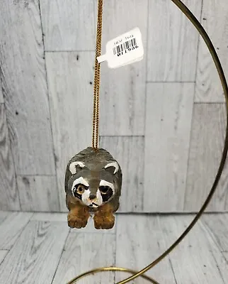 Vtg Wooden Raccoon Christmas Ornament • $7.99