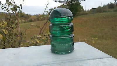 Vintage Green Brookfield Amber Swirled Insulator • $15