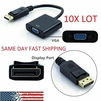 10 X Display Port DP To VGA Adapter Cable 1080P For Laptop Desktop Game Monitor • $27.99
