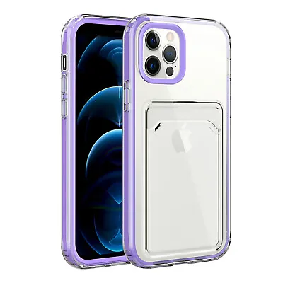$10.36 • Buy For IPhone 14 13 12 11 Pro Max XS XR 7 8 Clear Case Card Holder Shockproof Cover