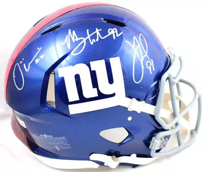 Strahan Tuck Umenyiora Signed Giants F/S Speed Authentic Helmet-Beckett W Holo • $579
