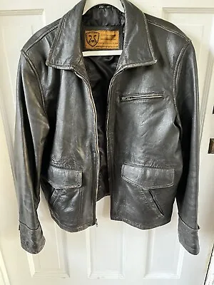 Mens Retro Leather Moto  Jacket Medium • $70