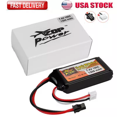 2S 7.4V 1200mAh 100C Lipo Battery SM 2P Plug For RC Truck Boat Airplane Drone US • $13.29