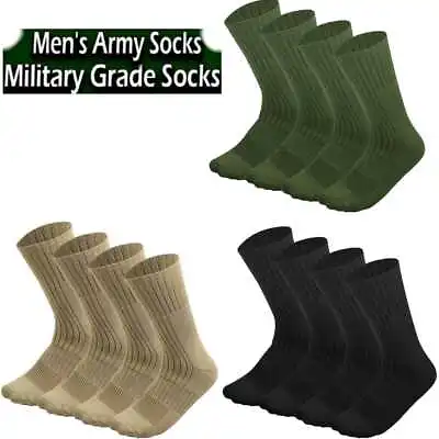 Mens Army Military Boot Socks Combat Trekking Hiking Size 10-13 13-15  4 Pairs • $15.99