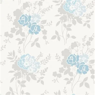 Fine Decor 'Claudia' Delicate Country Blue Floral Flower Motif Wallpaper FD40344 • £16.79