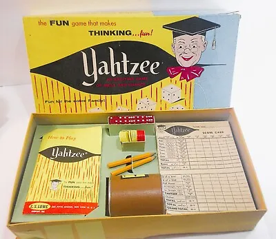 Vintage Board Games Yahtzee 1961  Game In Box  E.S Lowe Co. • $9.74