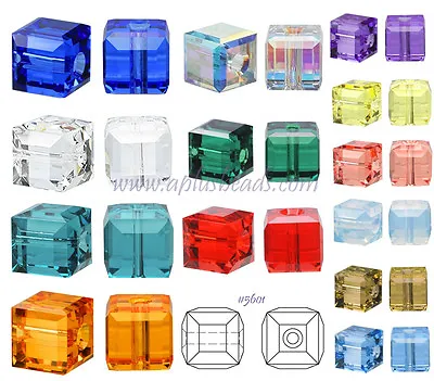 10pcs Authentic #5601 Swarovski Crystal 4mm Cube Square Beads Pick Colors  • $5.59