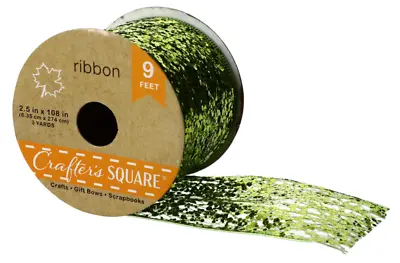  Wired Edged Glitter Mesh Ribbon Thanksgiving Fall Autumn Red Green ~ Choice • $6.49
