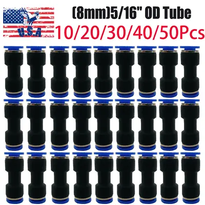 (8mm)5/16  OD Tube Pneumatic Straight Union Push To Connect Air Fittings • $8.99