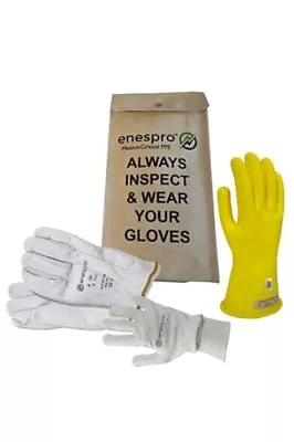 Class 00 Yellow Rubber Voltage Insulating Glove Premium Kit With FR Knit Glove A • $218.65
