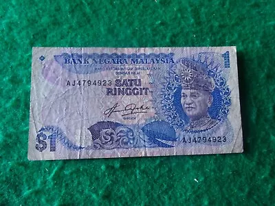 Bank Negara Malaysia $1 Dollar Satu Ringgit Note Banknote Paper Money Bill • $2.25