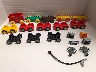 Lot 21 Pieces Lego Duplo Lot 8 Cars & 5 Trains Bases Vehicles Parts Replacement • $29.99