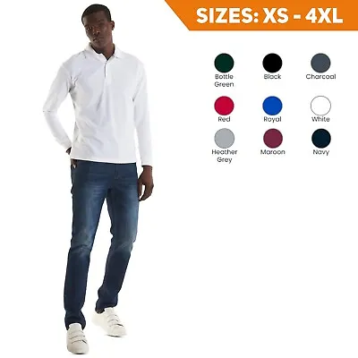 Men's Polo Uneek Unisex Custom Fit Cotton Polo Shirt Top T-Shirt Long Sleeve • £10.99