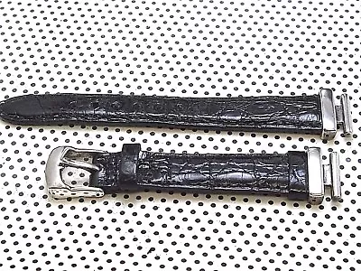 Ecclissi Genuine Crocodile Watch Band Sterling Silver Parts Black 14mm • $77.20