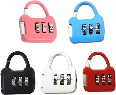 5 Pack 3 Digit Multi-Colored Combination Padlock Luggage Lock Mini Combo Lock • $13.86