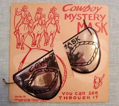 $25 • Buy Vintage Unused  COWBOY MYSTERY MASK  Toy On Original Card  Lone Ranger