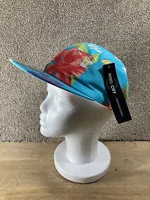 Rebel City 5 Panel Men's Hat Cap Snapback Blue Floral Flowers Summertime • £9.99