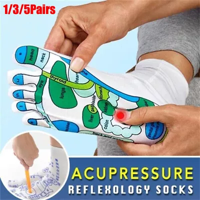 1/3/5 Pairs Acupressure Reflexology Socks Foot Acupoint Socks With Massage Stick • $5.13