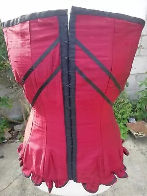 Red Corset Size 16-18 Front Fastening Lace Up Back • £20