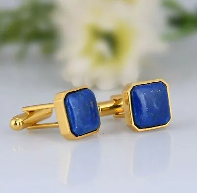 Square Shape Lapis Lazuli Gold Plated 925 Silver Gemstone Cufflinks For Men's • $77.22