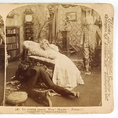 Couple Afraid Of Approaching Monster Stereoview C1901 Halloween Costume A2663 • £25.99