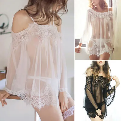 $8.79 • Buy Women Sexy Lace Nightdress Underwear Thong Sleepwear Lingerie Babydoll Plus Size